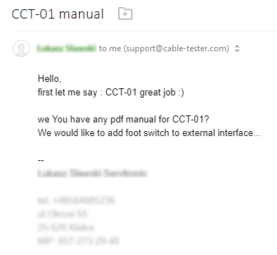 CCT-01 great job. User manual is available online.